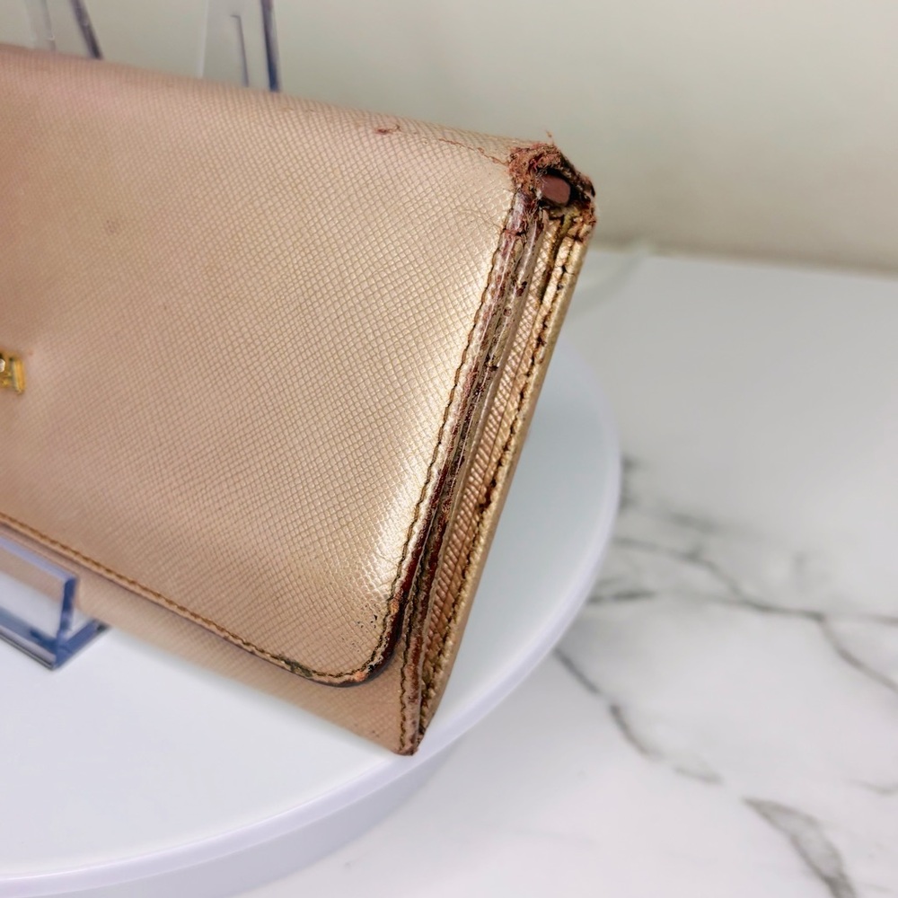 Prada Blush Pink Metallic‎ Style Women's Long Wallet - Fair Condition - Picture 3 of 13